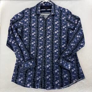 Banana Republic XL Men's Blue Floral Striped Long Sleeve Button-Up Shirt